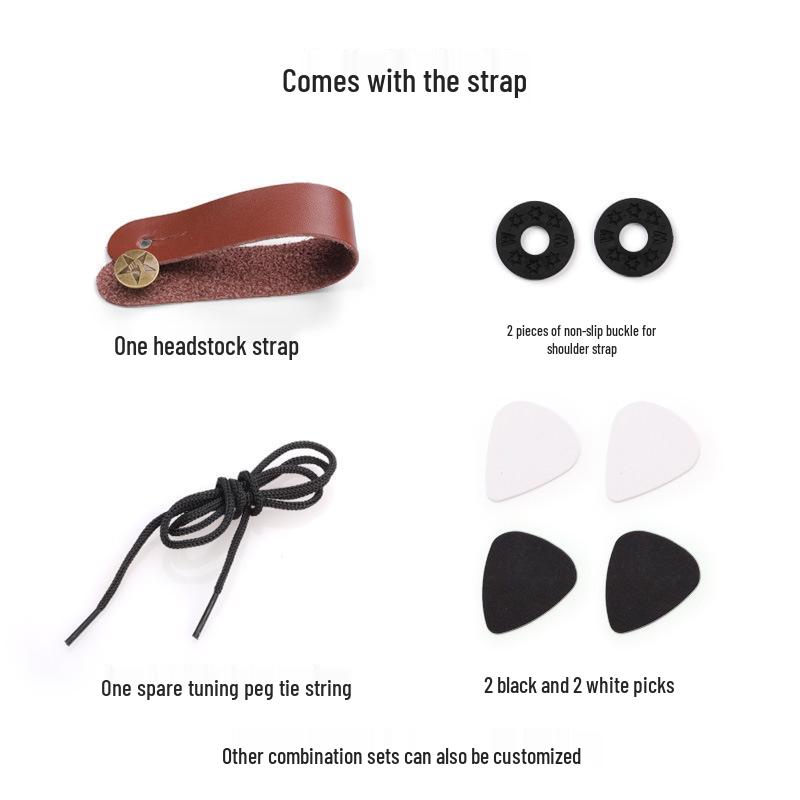 Creative Embroidery Non-slip Guitar Strap with Picks for Electric & Acoustic Guitars