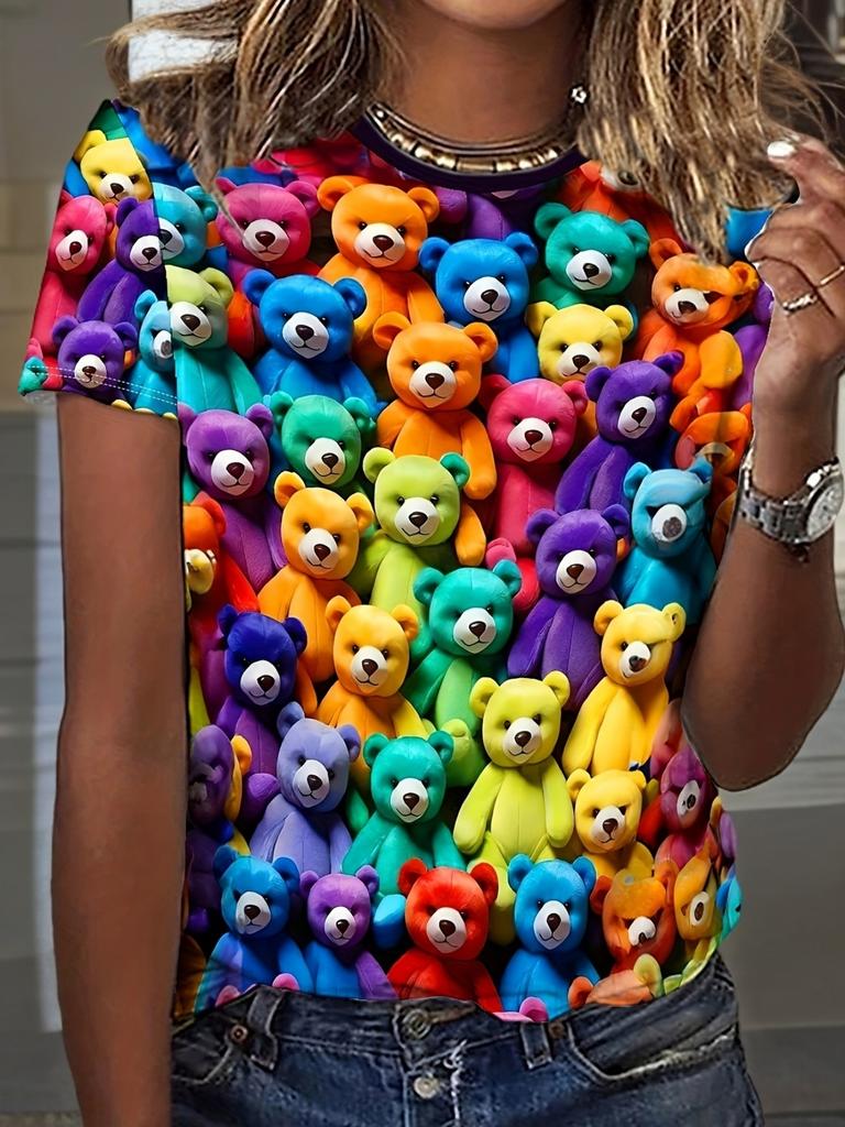 Cute Animal Chicken Cartoon 3D Print Women's T-Shirts Casual Short Sleeve T Shirt O-Neck Tees Harajuku Y2K Tops Female Clothing