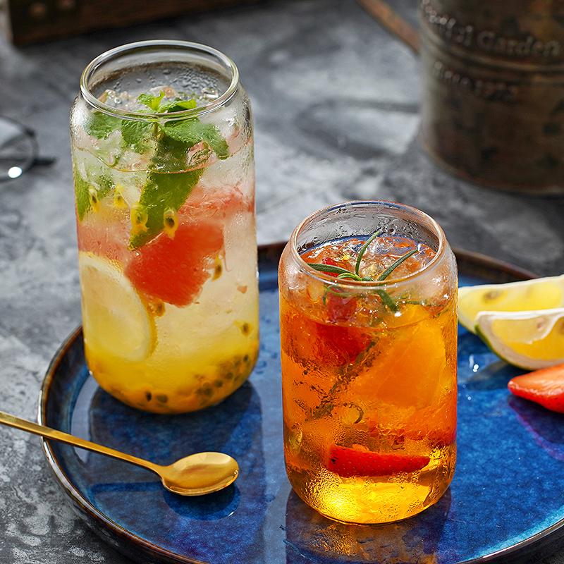 Cola Dosenförmiger Glasbecher Transparentes Glas Kaffeetasse Bubble Tea Becher Saft Milch Trinkbecher Bar Cocktail Bierglas 400ml/550ml