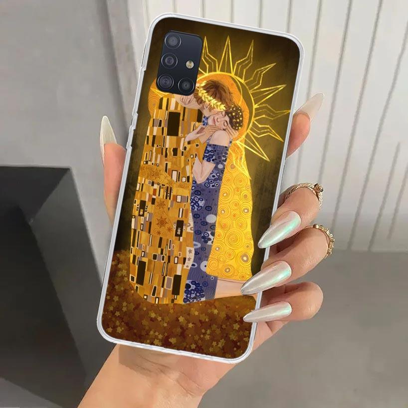 Kiss by Gustav Klimt Desig Phone Case for Samsung Galaxy A52 A32 A22 A12 A02S A50S A30S A10S Note 20 Ultra 10 Plus S10 A31 A20 A