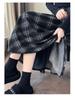 New Autumn/Winter Plus-Size Plaid Wool A-Line Midi Skirt for Women with Slimming Wide Hem