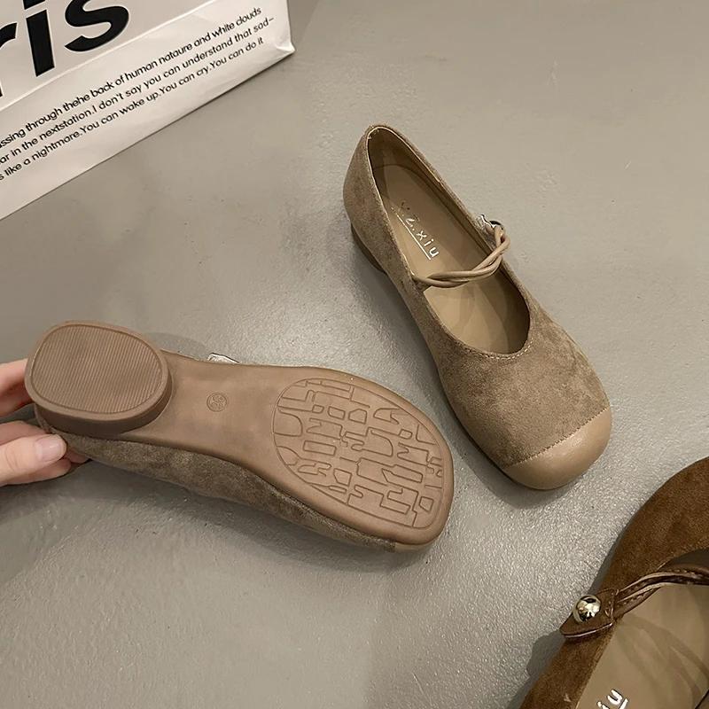 Fashion Flat Shoes for Women New 2025 Spring Autumn Square Toe Mary Jane Shoes Ladies Suede Women's Shoes