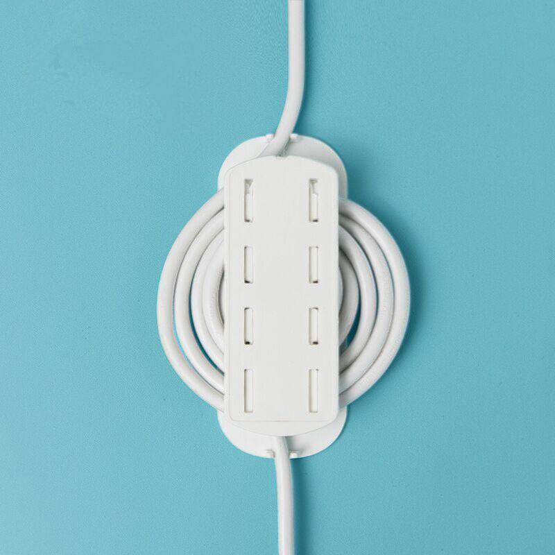 2 In 1 Socket Retainer  Wall-Mounted Sticker Punch-Free Plug Fixer Self-Adhesive Fixer Cable Wire Organizer Seamless Power Strip
