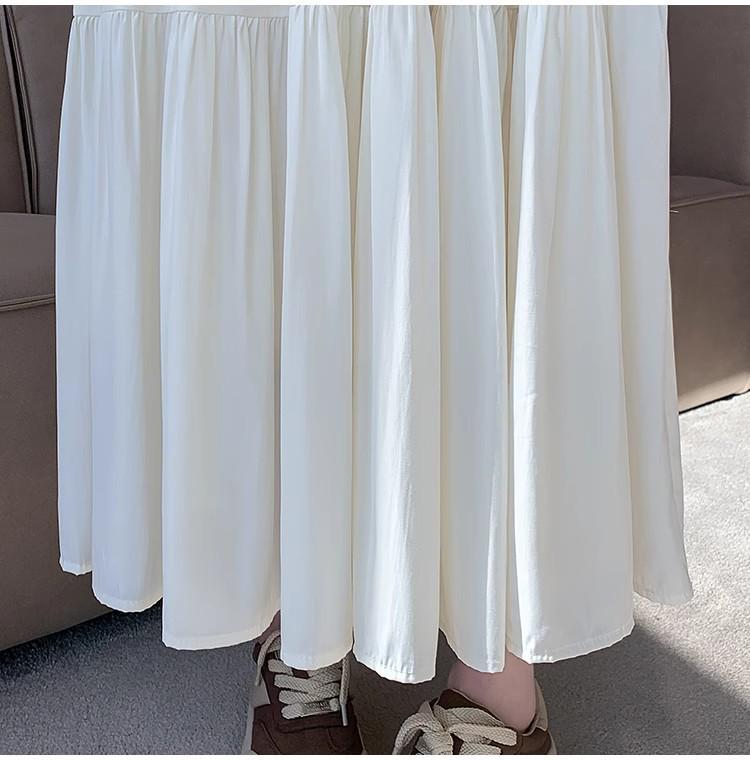 2024 Summer Women's White A-Line High Waist Cake Skirt for Pear-Shaped Figures