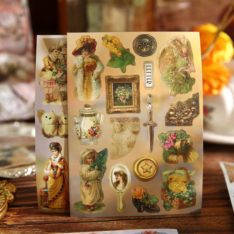 30sheets Afternoon Fairy Tale Series Retro Ins Decor Materials Die Cut Stickers Book DIY Scrapbook Aesthetics Journal Supplies