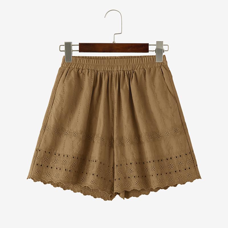 

ZANZEA Женские повседневные шорты с эластичной талией, свободные летние шорты с вышивкой 4XL коричневый