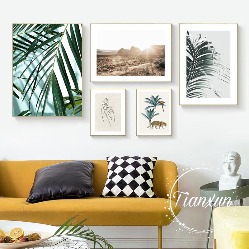 Abstraction Palm Leaf Plant Canvas Painting Botanical Nordic Wall Art Poster Print Scandinavian Decoration Picture Artwork Decor No Frame