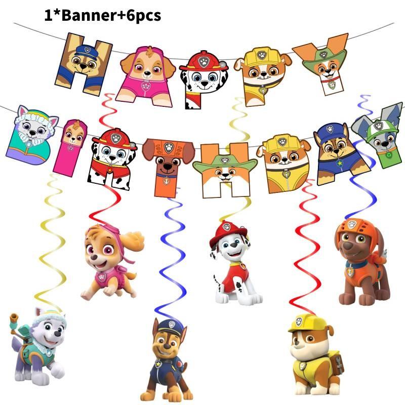 Lebhaftes Paw Patrol Themen-Geburtstagsparty-Banner und Spiraldekorations-Set für Hunde