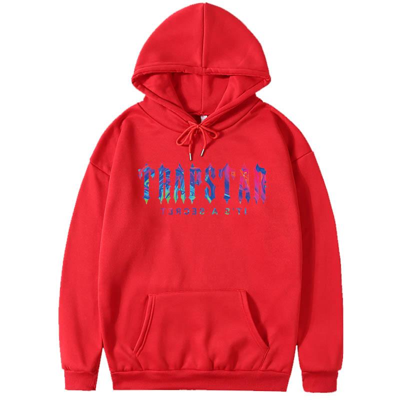 Cross-border Trapstar Alphabet Casual Street Youth Cotton Red and Black Printed Fleece Sweatshirt Sweatpants
