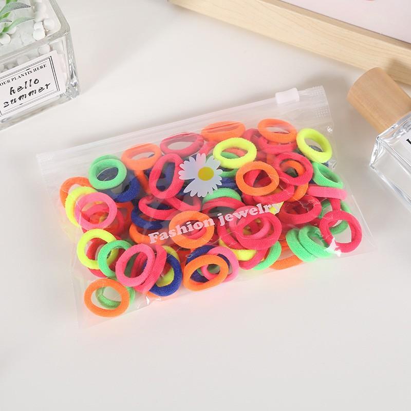 100PCS/Set Small Candy Elastic Hair Bands Rubber Bands Girls Kids 3CM Colorful Ponytail Scrunchies Ties Basic Hair Accessories