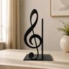 Musical Note Bookend with Flat Base Decorative Vertical Book Stoppers for Bookshelf, Desktop, Holiday Party Displays