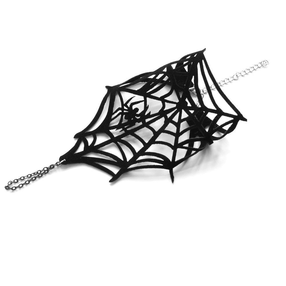 Samt Spinnennetz Armband Schwarzer Dorn Verstellbare Handkette Gothic Armband Rollenspiel
