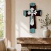 Rustic Wooden Wall Art Christian Decor, Large Religious Art, Solid Wood Decor Spiritual Hanging Sculpture for Church Home Farmhouse Decorative Artwork