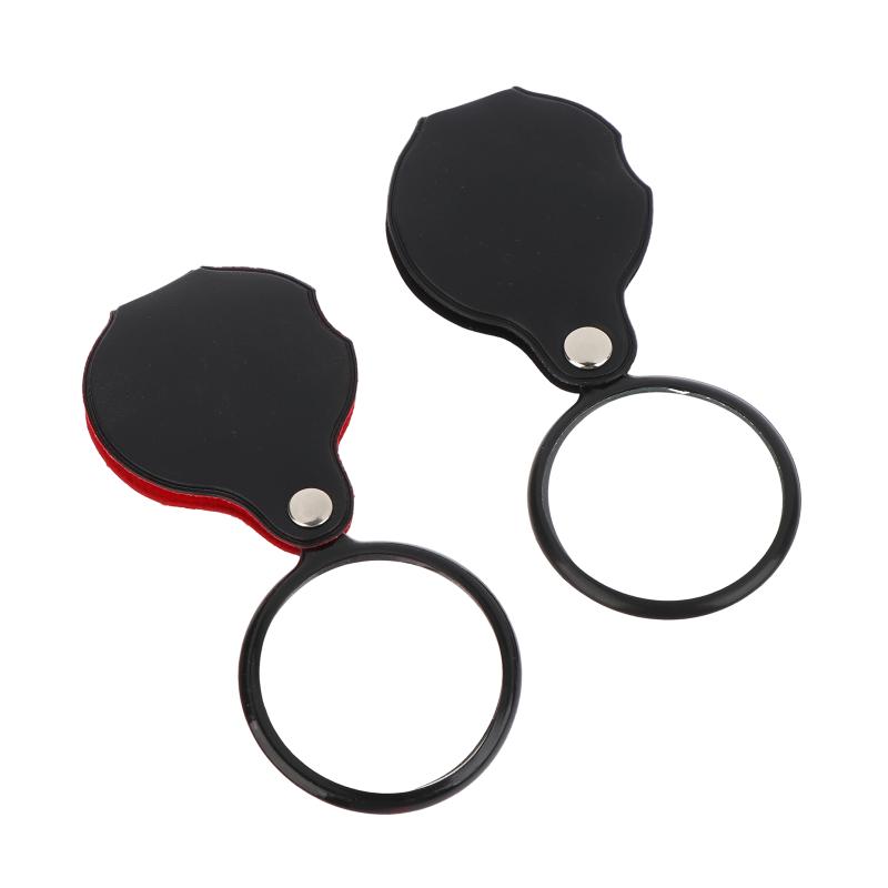 Mini Magnification 50/60/70MM Folding Magnifying Glass Folded Leather Case Portable Handheld Jewelry Loupe 8X