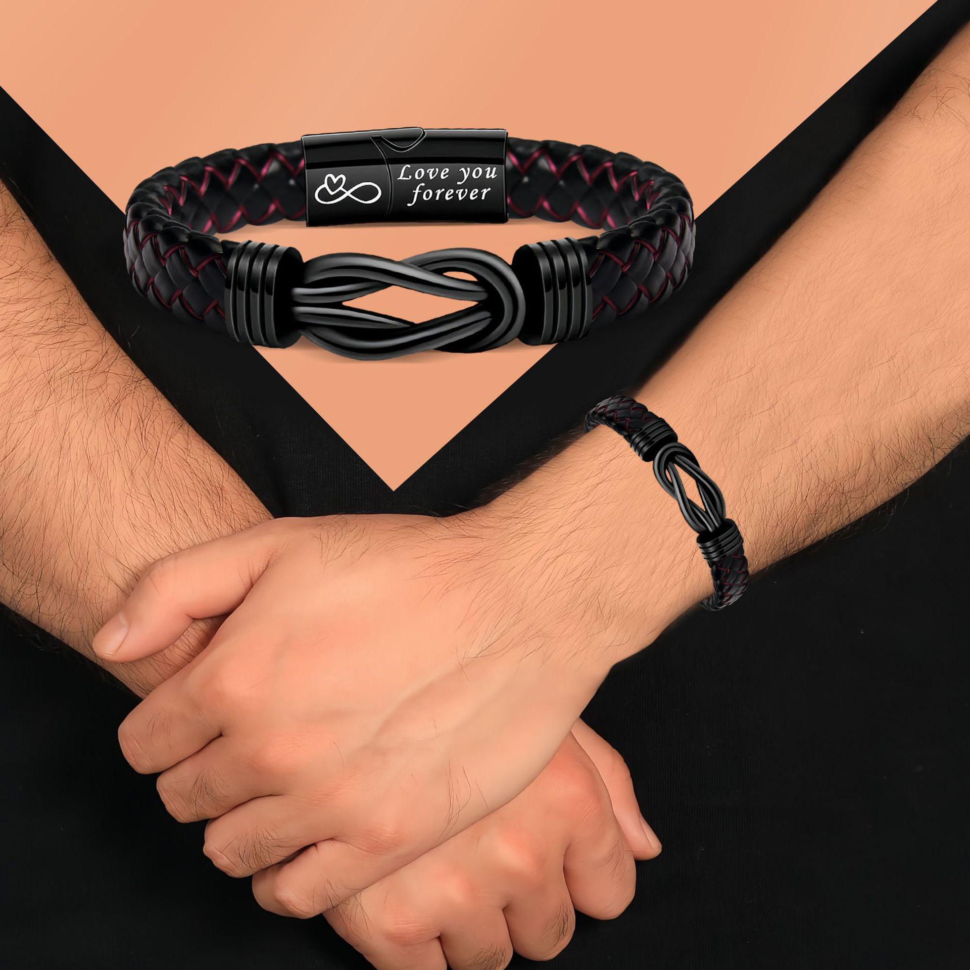 

Мужской настраиваемый плетеный кожаный браслет ручной работы с магнитной застежкой 22.86 cm