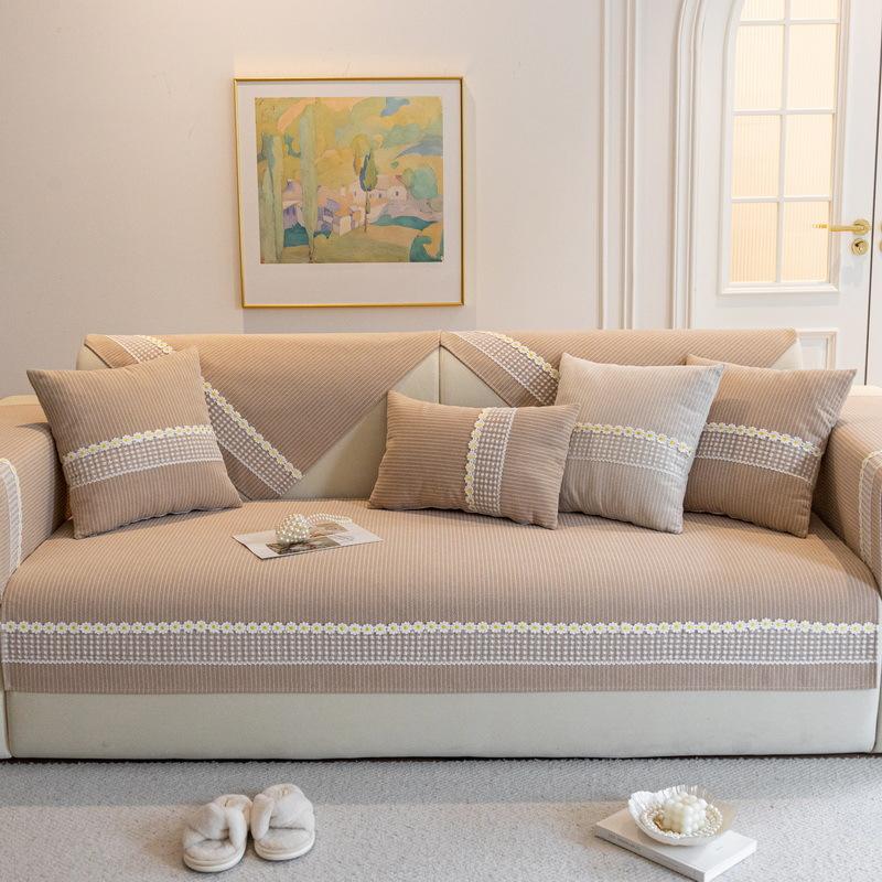 Chenille Sofa Cushion New Four Seasons Universal Non-Slip Striped Modern Simple High-Grade Sofa Cushion