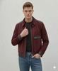 Stylish Men's Biker Handmade Suede Lambskin Leather Motorcycle Jacket Burgundy