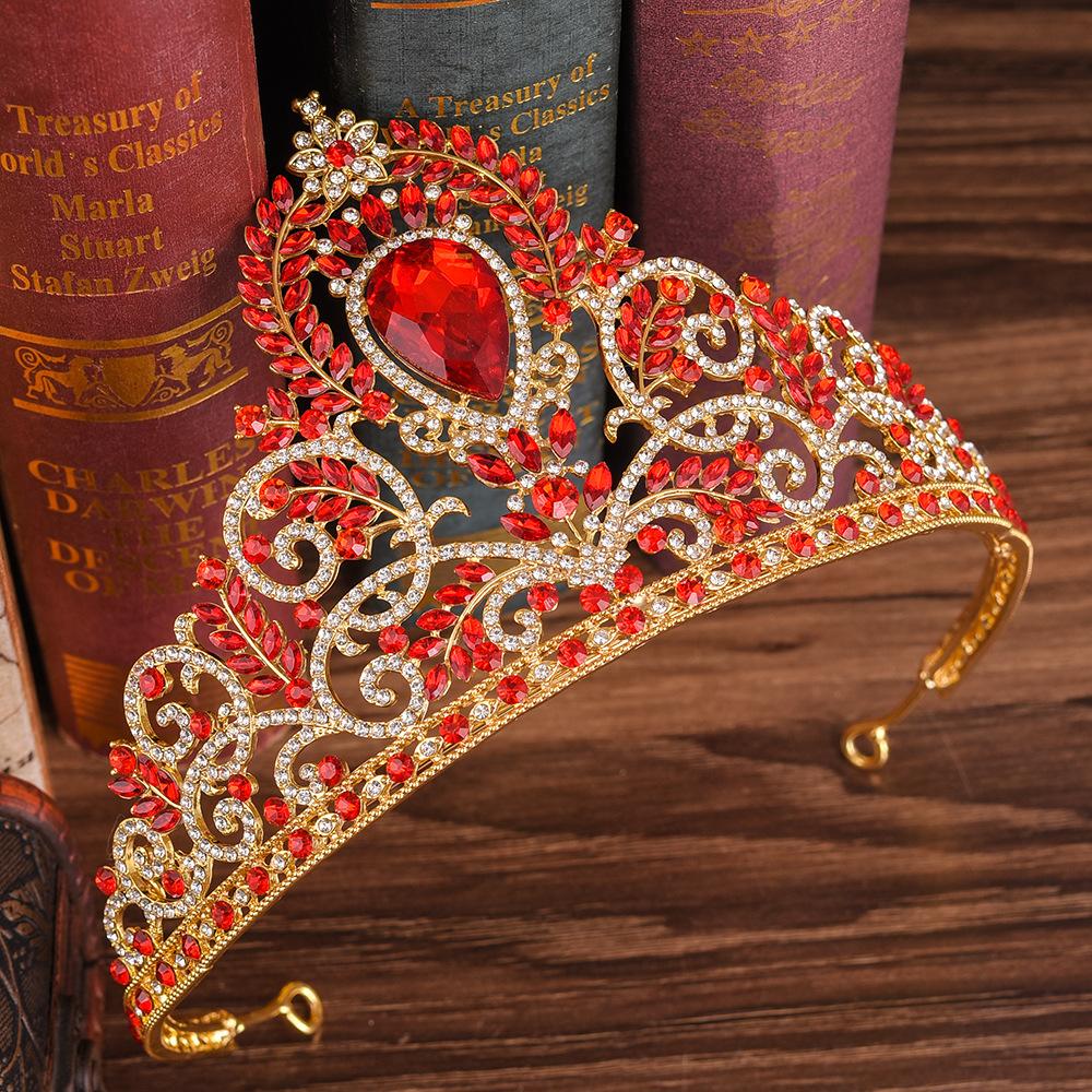 Retro Palace Baroque Luxury Bridal Large Crown Alloy Diamond Wedding Tiara Crown