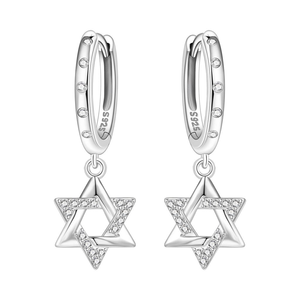 Original 925 Silver Zircon Pink Paw Print Earrings Heart Flower Leaf Design Women Party Jewelry Gift Ear Loops