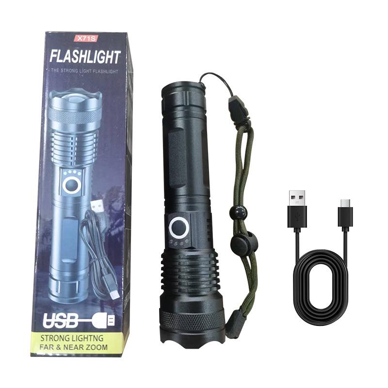 XHPp50 Aluminum Alloy Waterproof Flashlight with Telescopic Zoom & USB Charging