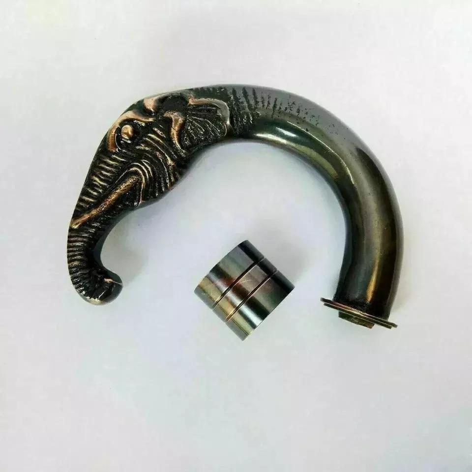 

Designer Elephant Look Antique Brass Head For Walking Stick Brass Only Handle коричневий