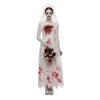 Kostium Ślubnego Ducha na Halloween dla Dorosłych Długa Sukienka z Welonem i Nakryciem Głowy Krwawy Ślub Cosplay Strój na Imprezę