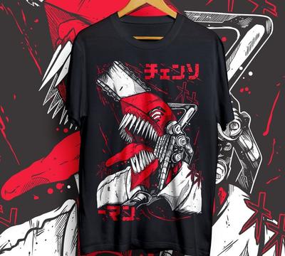 Chainsaw Man T-Shirt Chainsaw Man Anime CSM Denji Power Black Shirt