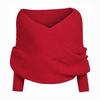 Unisex Knitted Shawl Sweater with Sleeves - Versatile Solid Color Cloak for Autumn and Winter Parties