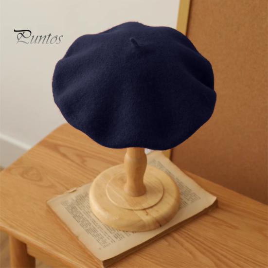 Women Beret Vintage Solid Color Painter Hat Wool Blend French Style Artist Cap Lightweight Headwear for Party Outdoor