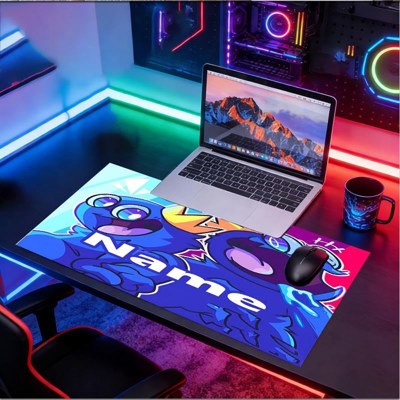 Custom Name Personalized Game Rainbow Friends Pattern Mousepad, Laptop PC Desk Mat, Decorative Desk Mat for Home Keyboard Pad Gift