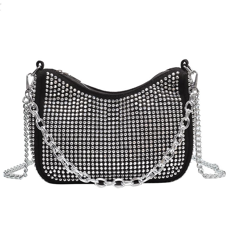 Fashion Rhinestone Crossbody Bag Women Shiny Chain Evening Clutch Totes Casual Lady Shoulder Messenger Pouch
