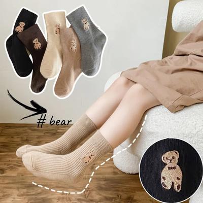 1 paar Kleinkind Socken Koreanische Mode Cartoon Bär Kalb Socke für Kinder Junge Mädchen Frühling Herbst Weiche Baumwolle Schule Socke für Baby