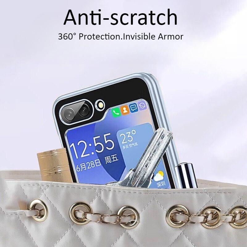 For Samsung Galaxy Z Flip 7 6 5 7FE Frameless PC Phone Case W25 W24 Flip Ultra-thin Transparent Protective Back Cover Shell