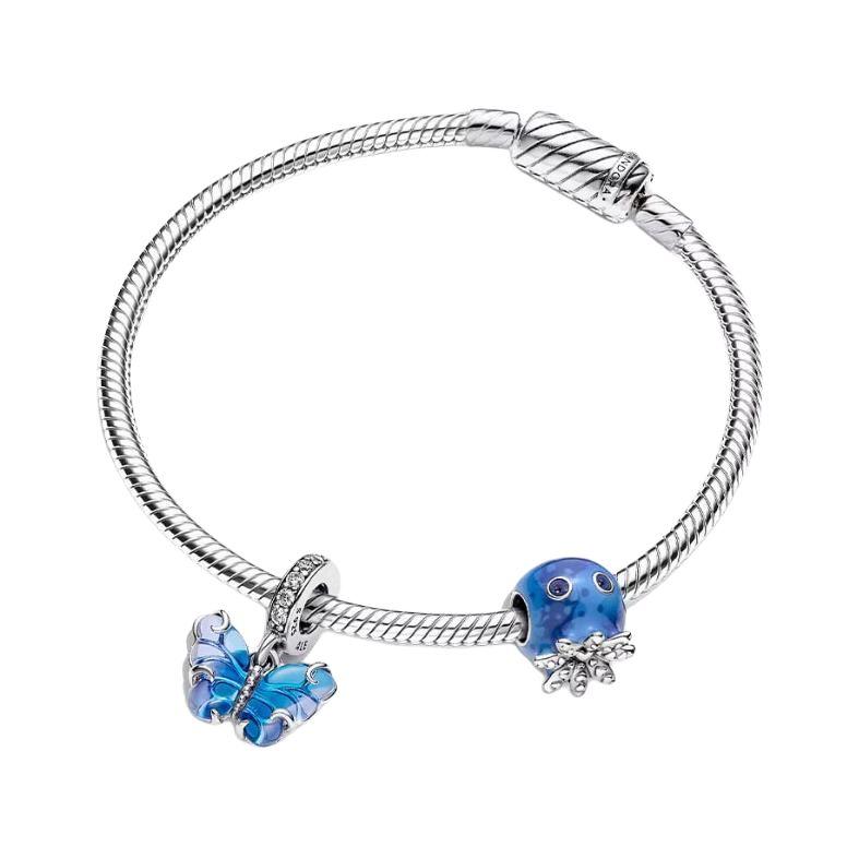 Pandora Octopus Butterfly Decoration 925 Silver Glass Cubic Zirconia Bracelet Women bracelet ZT3066 Box,17