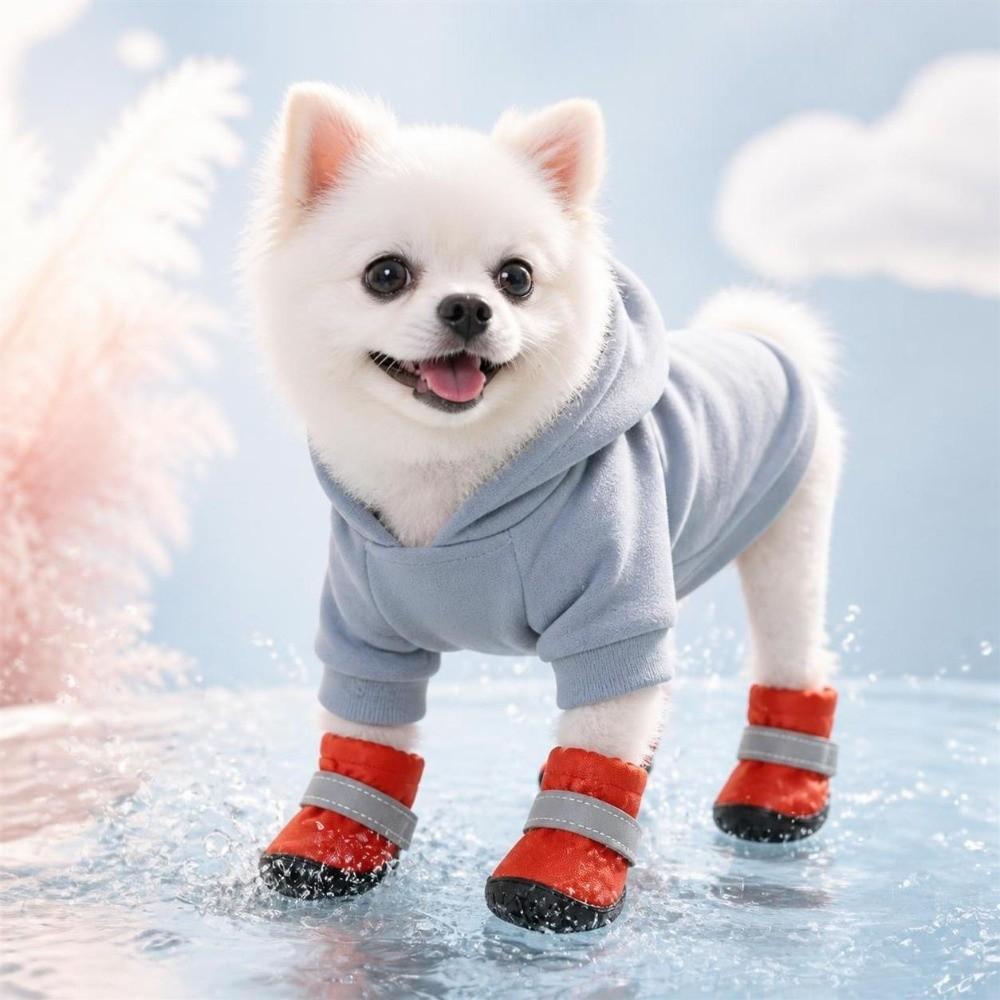 4Pcs Anti-Slip Dog Shoes Waterproof Dog Footwear Fashion Pet Boots Puppy
