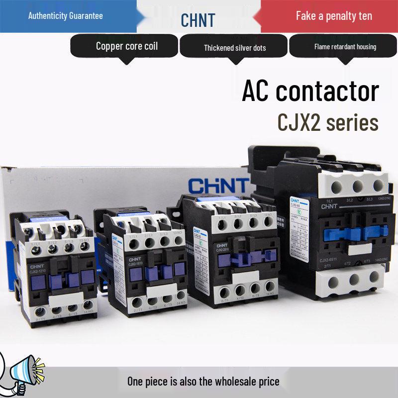 Chint Three-Phase AC Contactor CJX2 Series, 220V/380V, Models: 0910, 1210, 1810, 2510