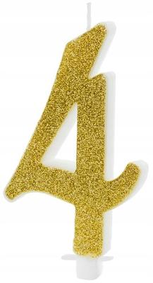 Birthday Candle Number 4, Gold, 10cm, 1 Pc