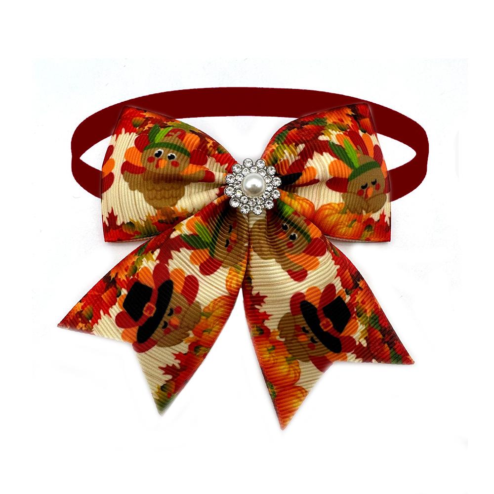 50/100pcs Thanksgiving Small Dog Bowties Adjustable Pet Dog Bow Ties Fall Style Collars Pet Grooming Accessories for Small Dogs