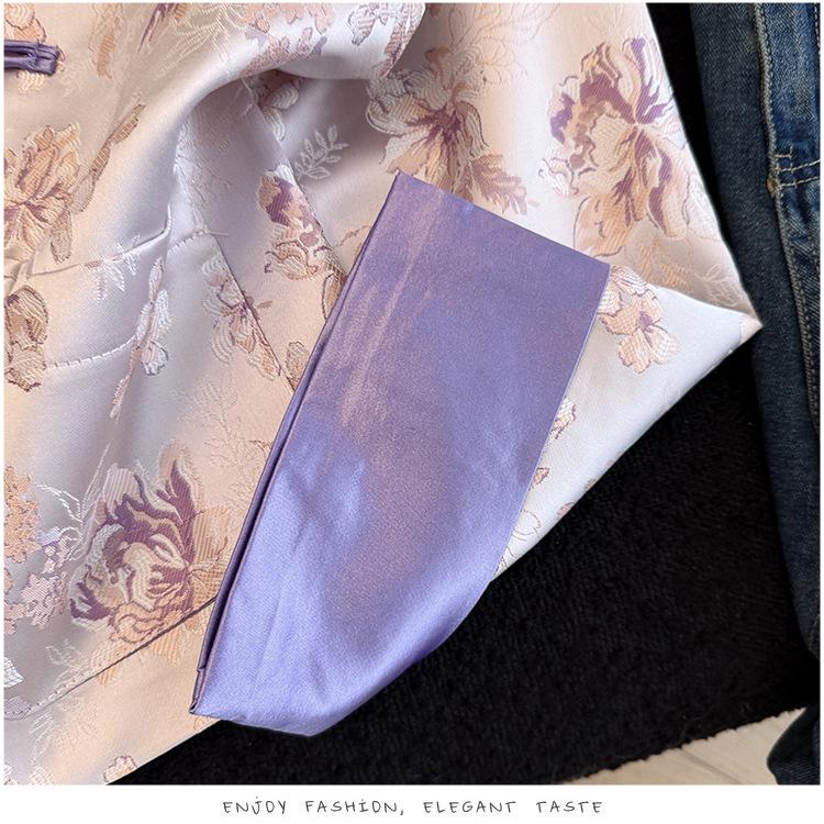 Silk Anti-Aging Plus Size Spring Jacket for Middle-Aged Women - Chinese Old Money Jacquard Style