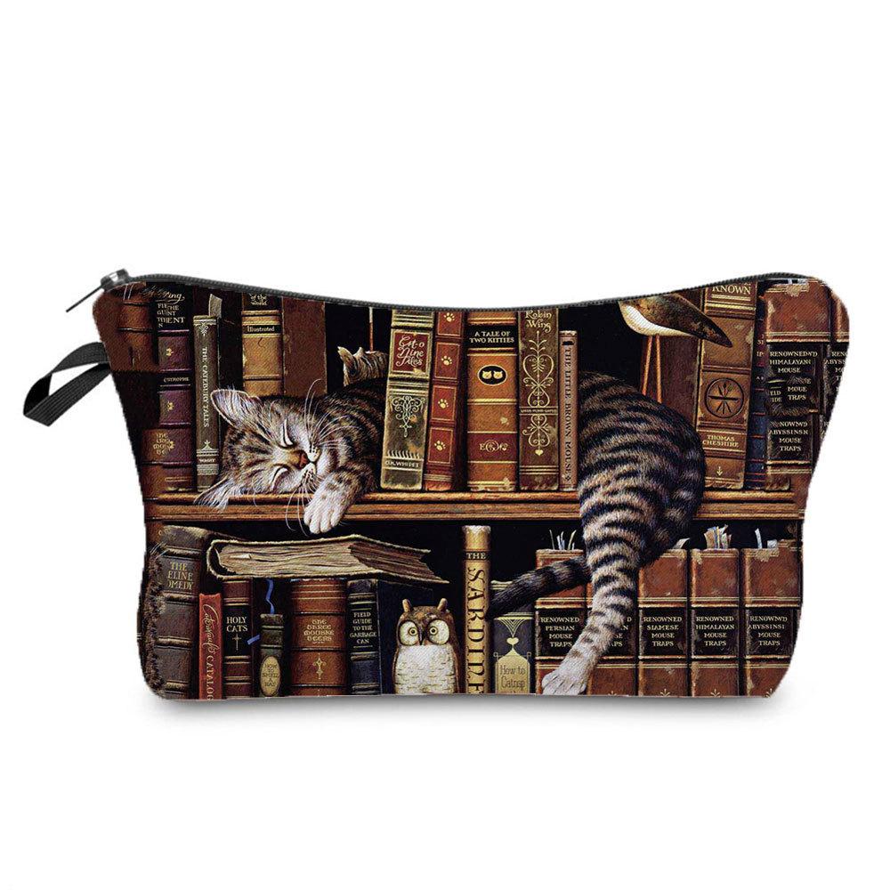 Kvinnor Diverse Kattryck Kosmetikaväska Toalettartiklar Organisera Reseförvaringsfodral 6404