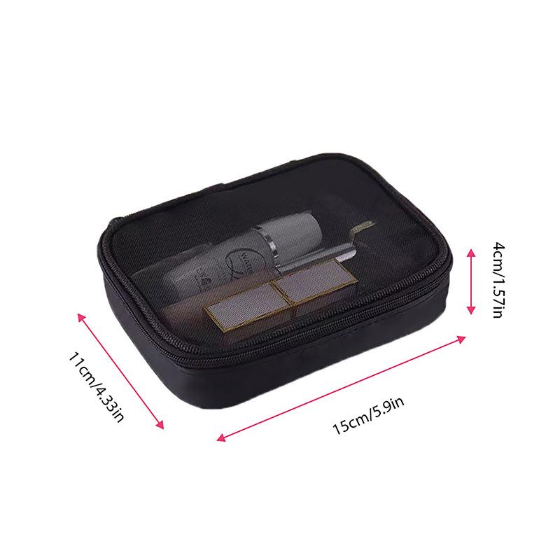 Women Fashion Makeup Bag Women Solid Color Zipper Cosmetic Bag Mesh Transparent Casual Travel Portable Mini Wash Storage Bags