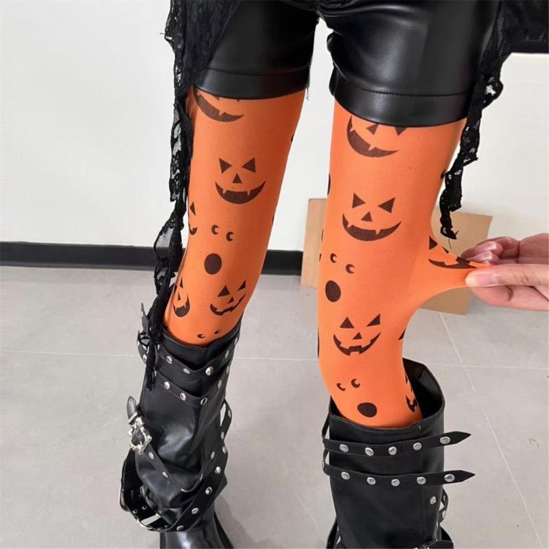 Halloween Pumpkin Socks Soft Breathable Nylon Costume Accessory For Parties