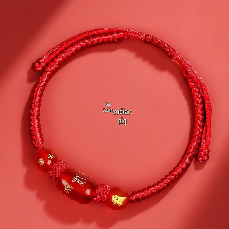 2025 Year of the Snake Zodiac Red String Bracelet for Men and Women
