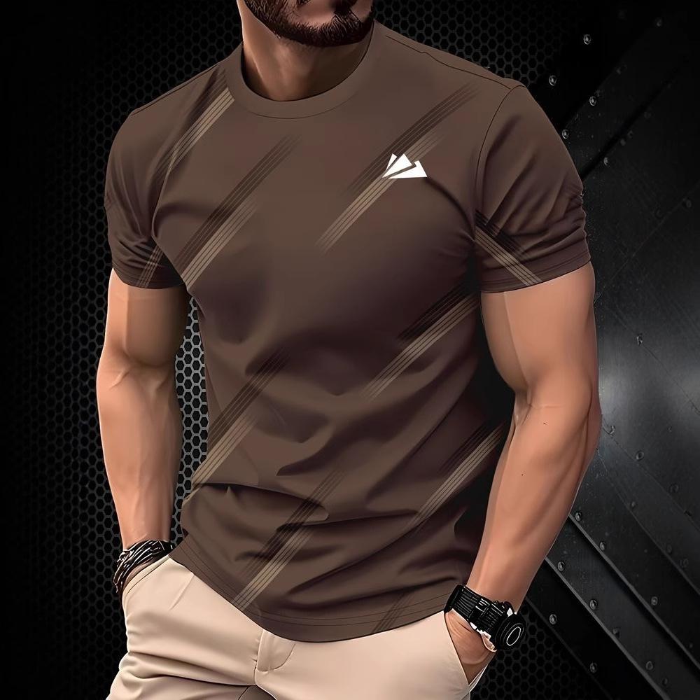 

Летний топ с круглым вырезом, 3D-принтом контрастного цвета, модная повседневная мужская футболка с коротким рукавом 4XL