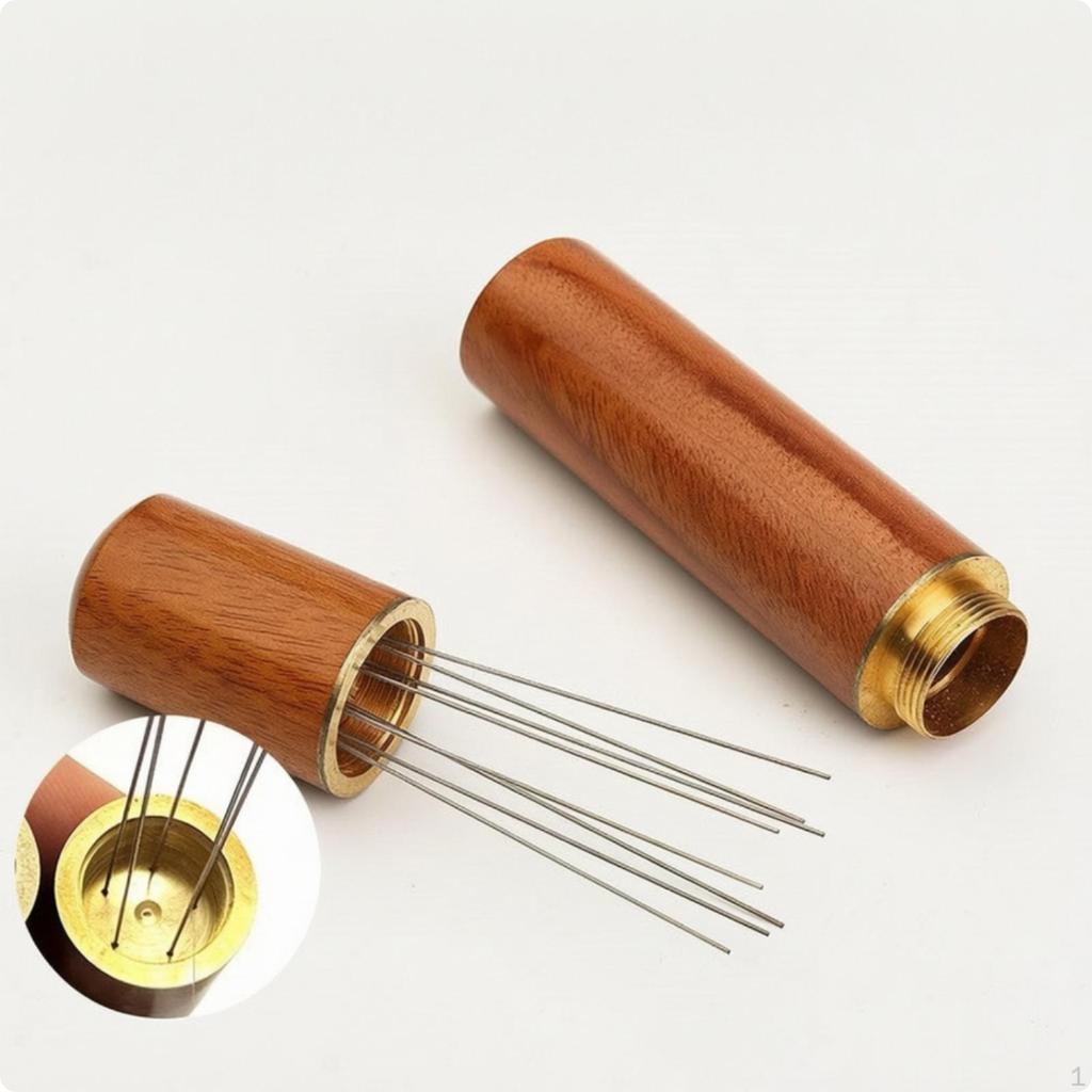 Coffee Distribution Tool Wooden Handle WDT Espresso Stainless Steel Prong Distributor for
