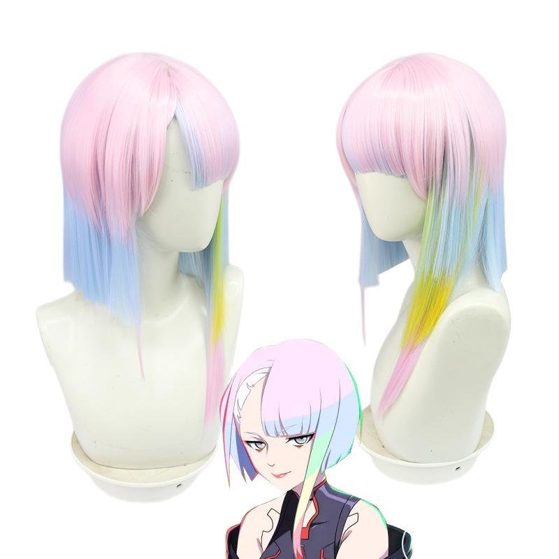 45cm Lucy Cosplay Wig Anime Cyberpunk Edgerunners Cosplay Lucyna Kushinada Multicolor Gradient Heat Resistant Hair Wig