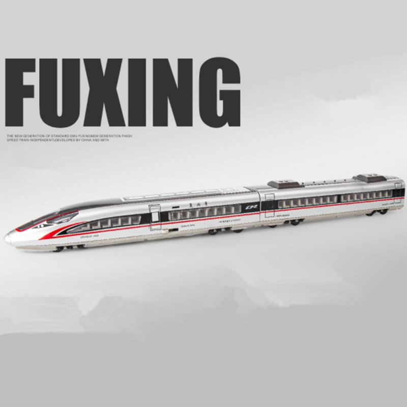 Lega Treno ad Alta Velocità Modello Diecast Metallo Giocattolo Rotaia Elettrico Treno ad Alta Velocità Veicoli Metropolitana Modello Auto Suono e Luci Regalo per Bambini