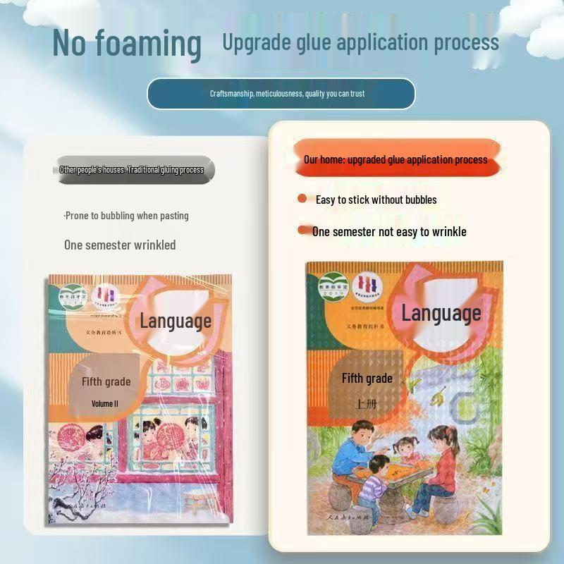 Eco-Friendly Transparent Frosted Self-Adhesive Book Cover - Thick, Waterproof Textbook Protector for Primary and Secondary School Students.