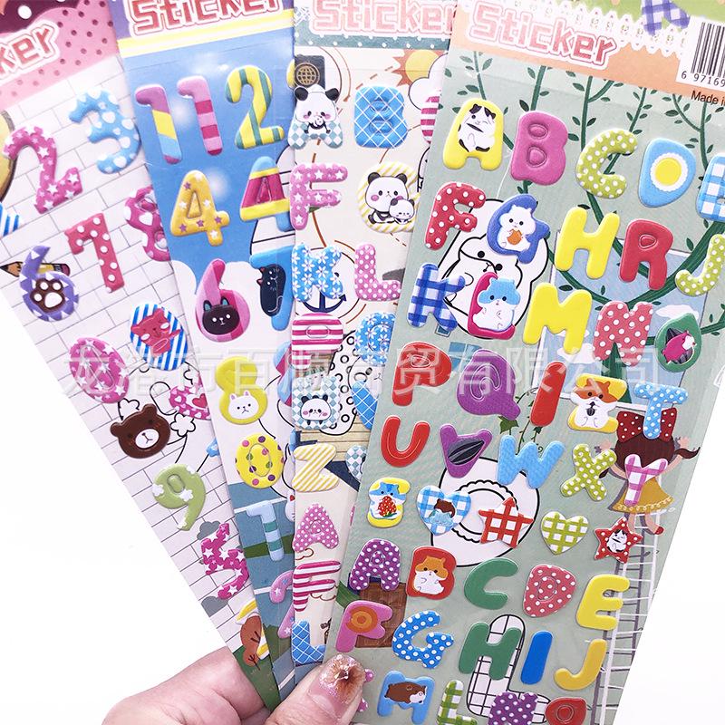3D Dinosaur Car Bubble Sticker Set: Children's Cartoon, Kindergarten Reward, Cognitive Gift with Planet & Digital Letters
