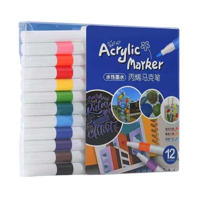 12/24/48 Color Acrylic Pen Acrylic Paint Pen Acrylic Paint Markers Acrylic Markers Set Craft Supplies for Drawing Stone